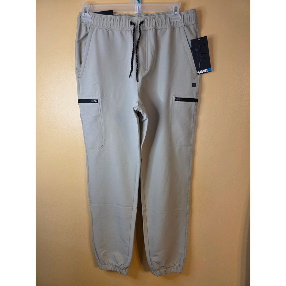 Tony Hawk Mens Tech Cargo Pull On Joggers Tan Khaki Stretch Pants Medium NWT